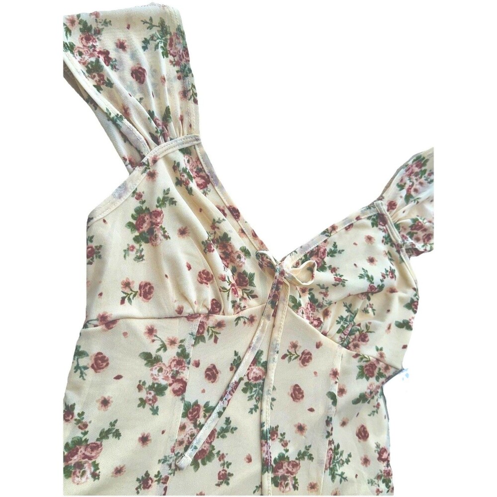 No Comment Floral Mesh Mini Dress S Cottagecore Coquette Sheer Overlay NWT - Picture 3 of 7